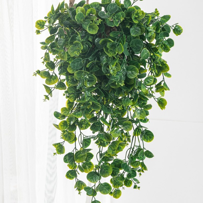 Rattan Plant Basket - Foglie di Eucalipto e Felce Artificiali