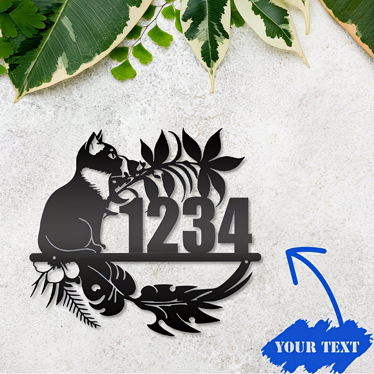 Home Decor Cat - Targa con numero civico in metallo