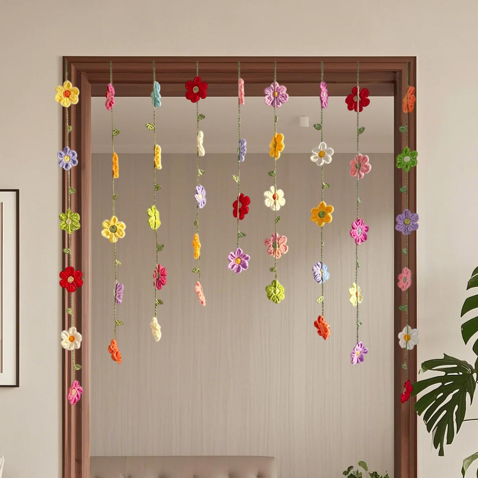 Home Decor Garland - Ghirlanda all'uncinetto per decorazioni murali, sfondo