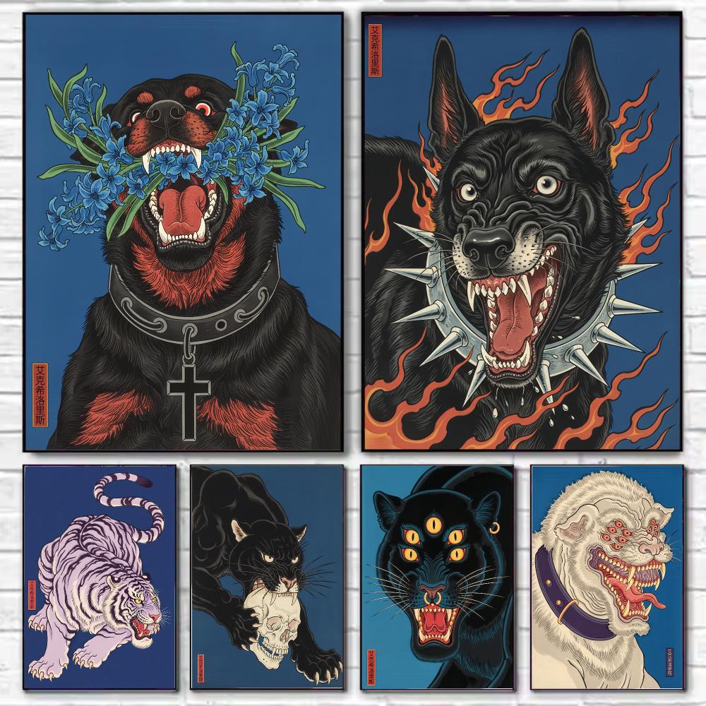 Home Decor Japandi Style - Poster da Parete HD con Cane