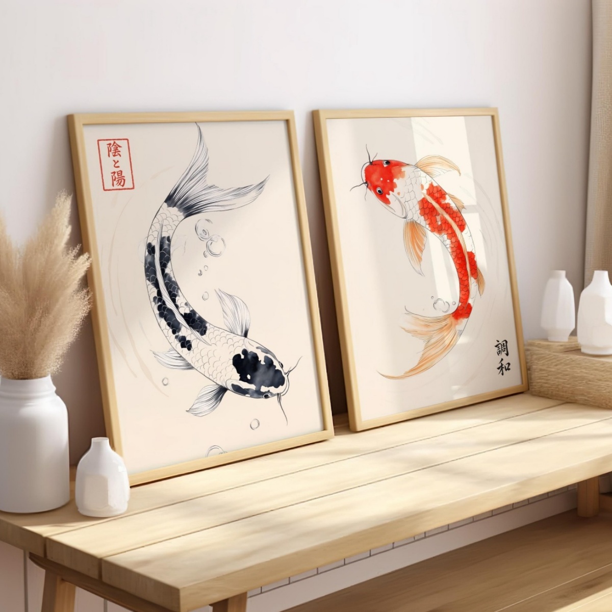 Home Decor Japandi Style - Set di 2 Stampe su Tela