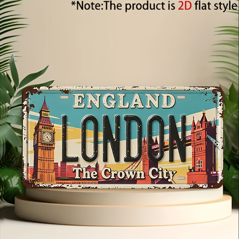 Home Decor London - Targa Vintage in Metallo di Londra,