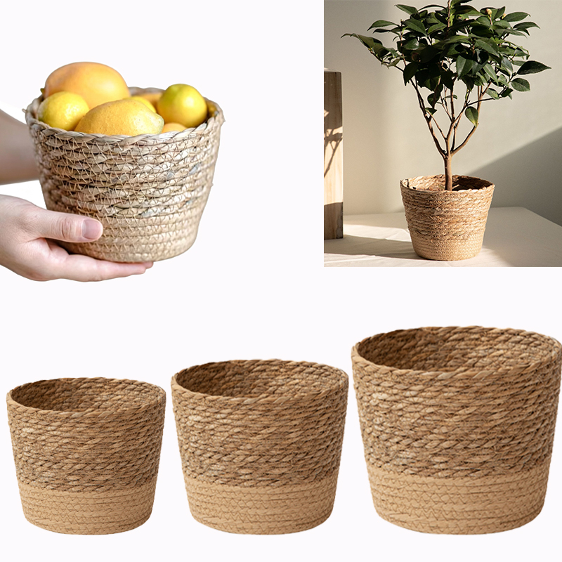 Rattan Plant Basket - Cesto portaoggetti multiuso in tessuto, vaso