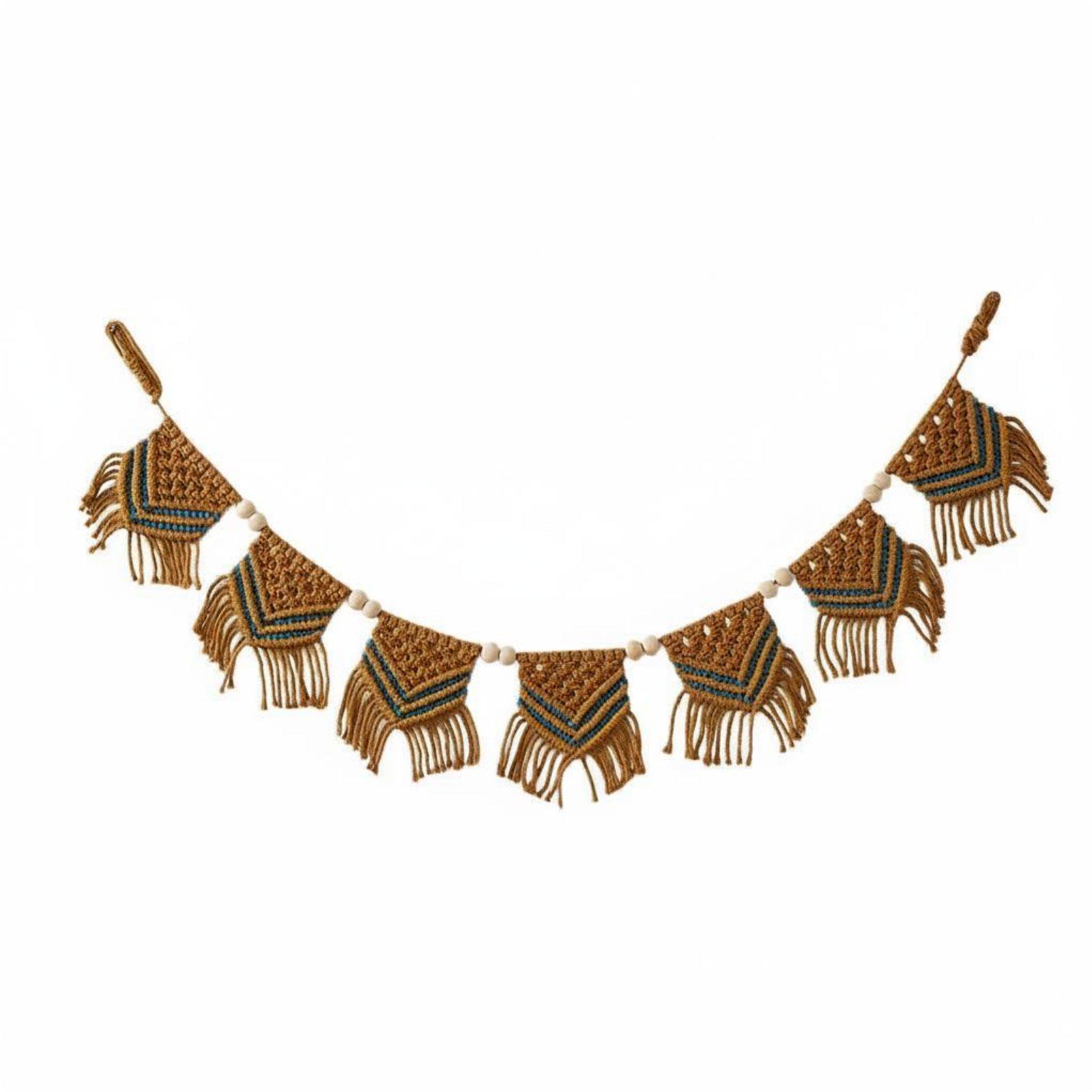 Home Decor Garland - Arazzo in Cotone Bohemien con Frange,
