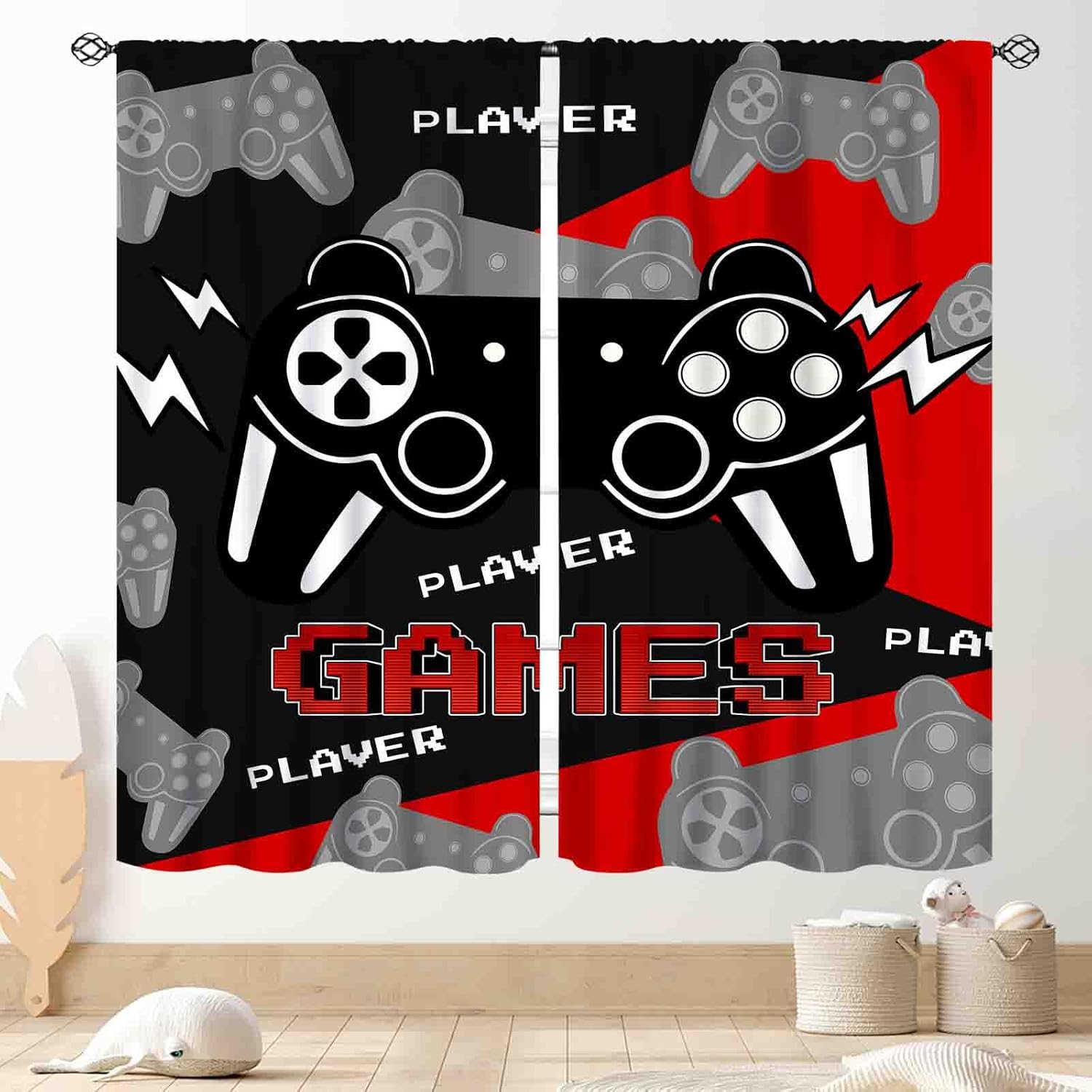 Home Decor Youtube Videos - Tende da Gaming Nere e Rosse,