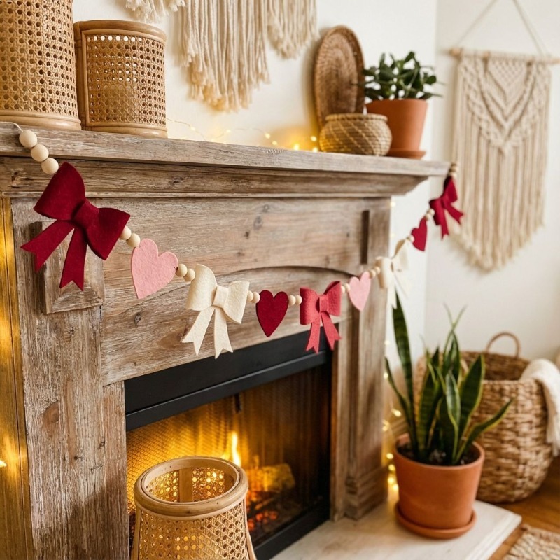 2026 Nuovo rosso rosa cuore fe - Home Decor Garland recensione e prezzo